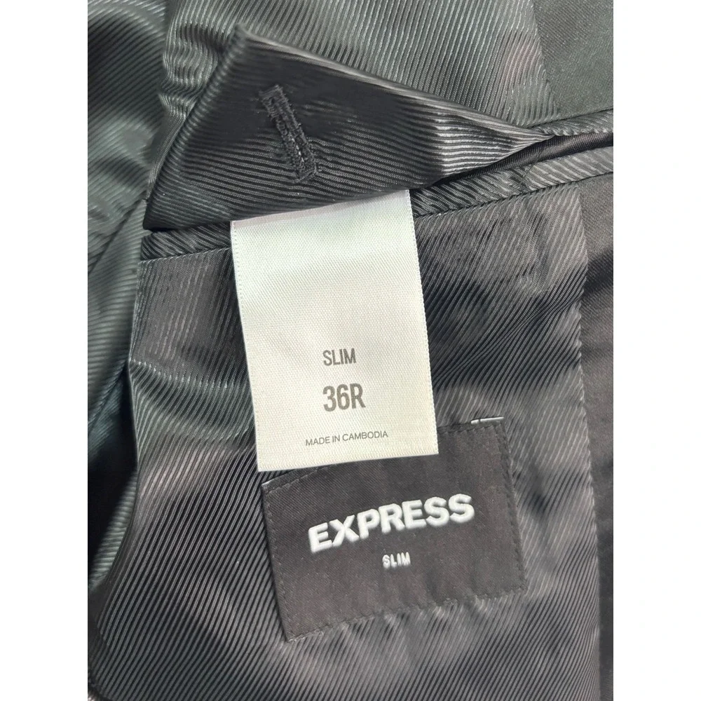 NEW Express 36R Slim Tuxedo Jacket tux‎ shawl satin diamond pattern formal black